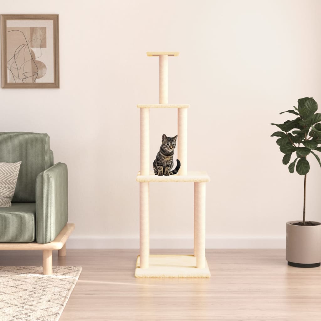vidaXL Arbre à chat avec griffoirs en sisal crème 149 cm
