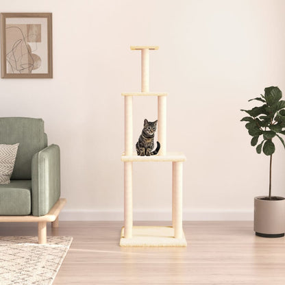 vidaXL Arbre à chat avec griffoirs en sisal crème 149 cm