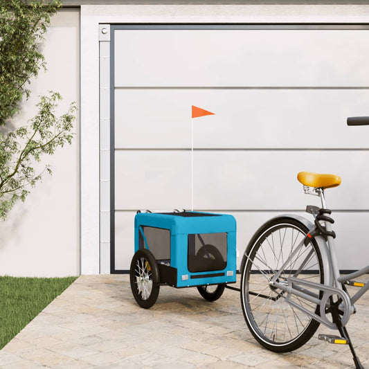 vidaXL Remorque de vélo pour animaux de compagnie bleu et noir