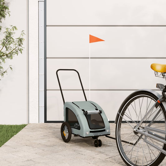 vidaXL Remorque de vélo pour animaux de compagnie gris