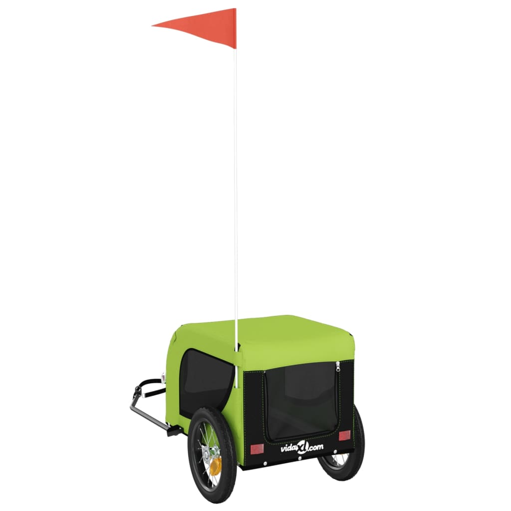 vidaXL Remorque de vélo pour animaux de compagnie vert et noir