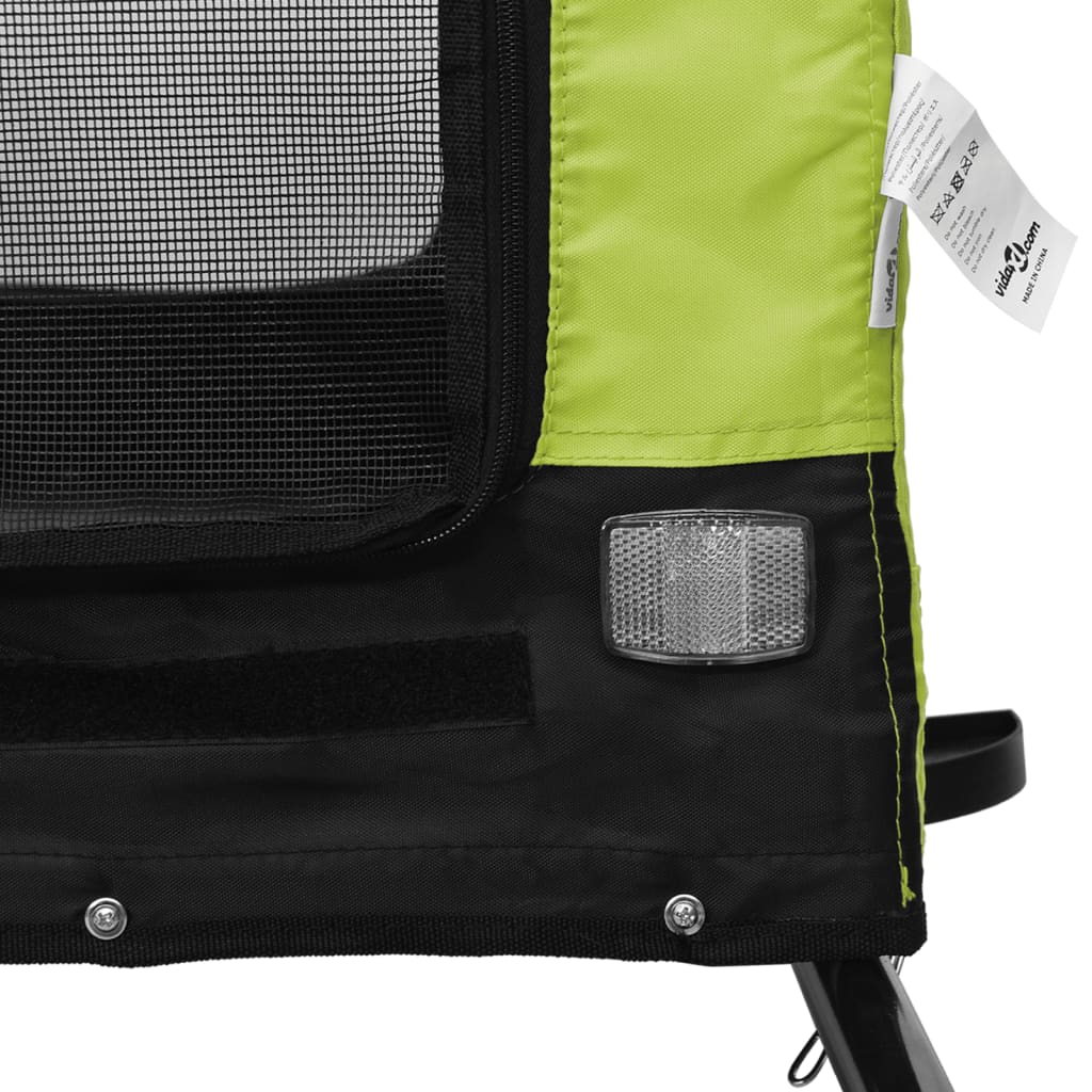 vidaXL Remorque de vélo pour animaux de compagnie vert et noir