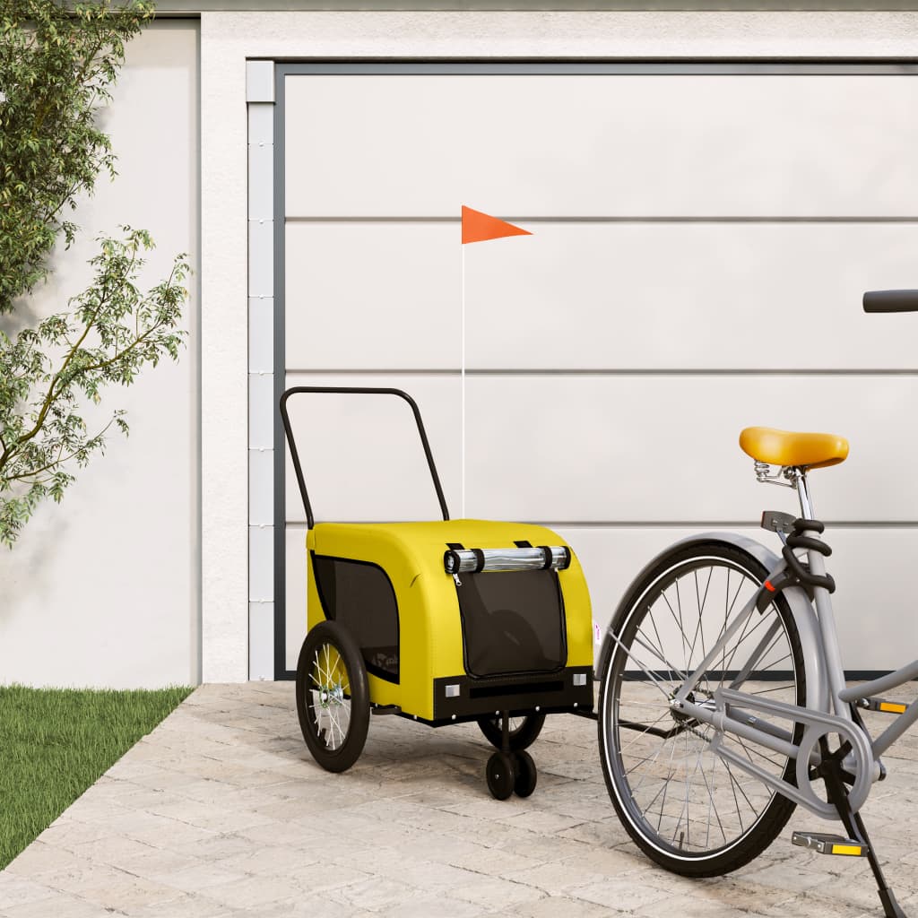 vidaXL Remorque de vélo pour animaux de compagnie jaune et noir