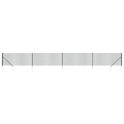 vidaXL Clôture en treillis métallique et piquet d'ancrage vert 0,8x10m