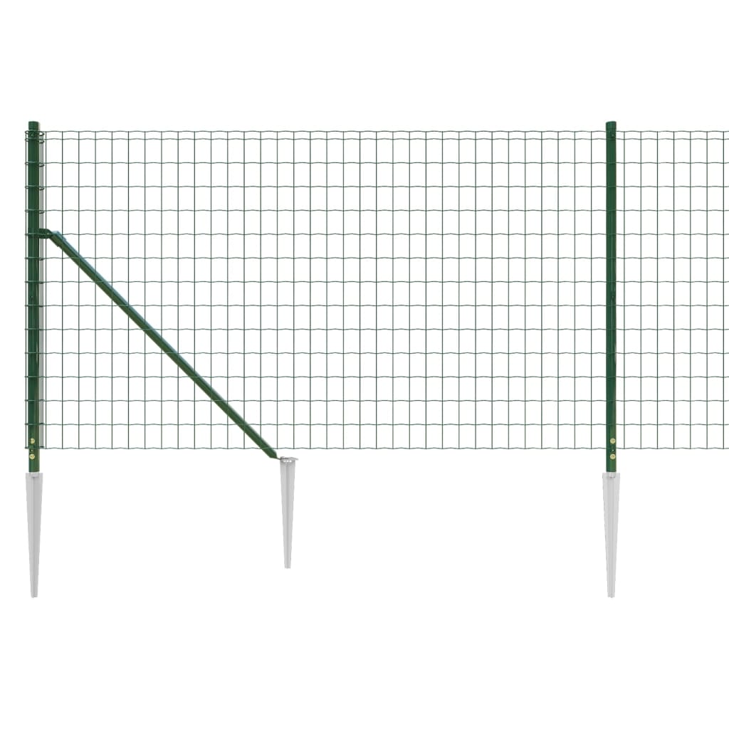 vidaXL Clôture en treillis métallique et piquet d'ancrage vert 0,8x10m