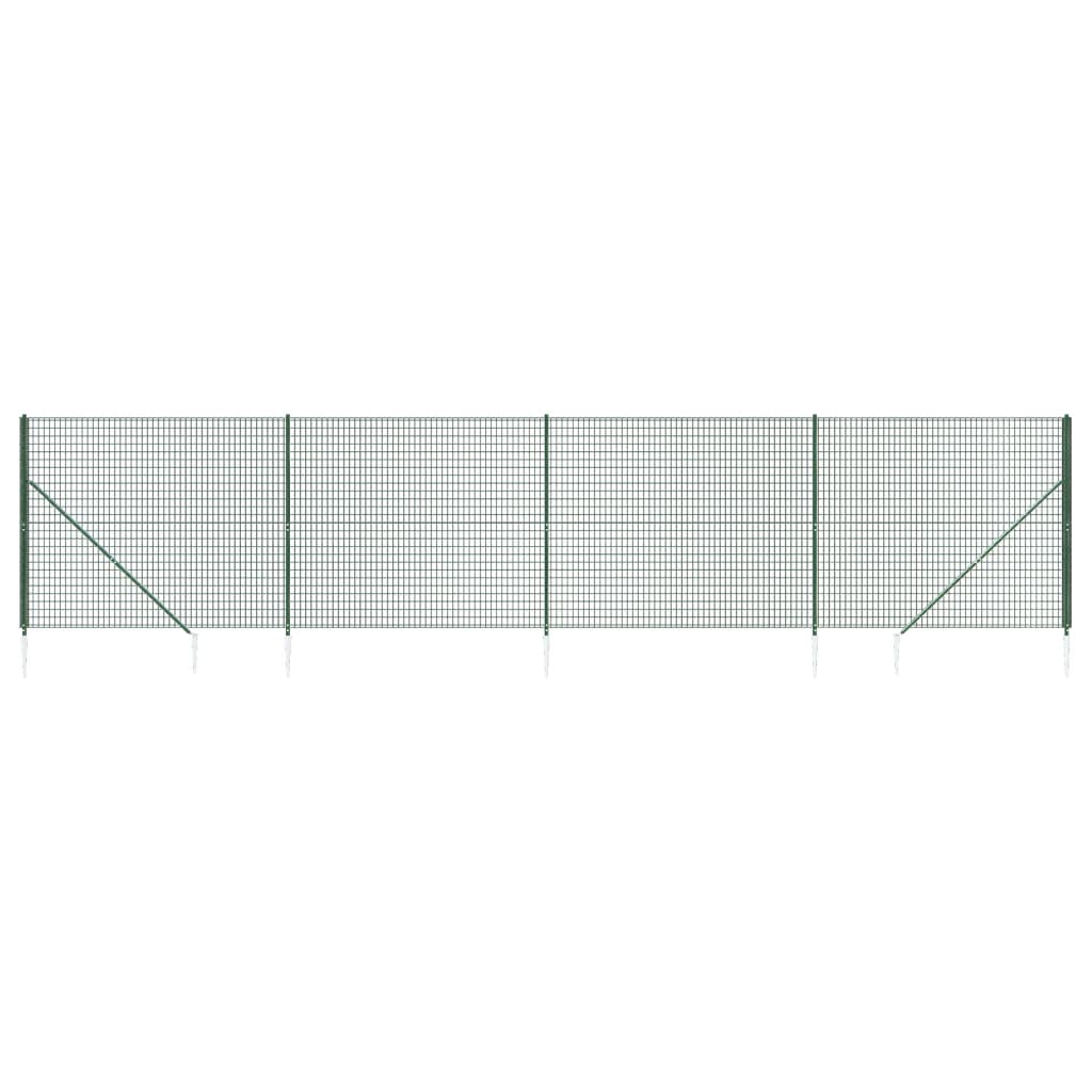 vidaXL Clôture en treillis métallique et piquet d'ancrage vert 2,2x10m
