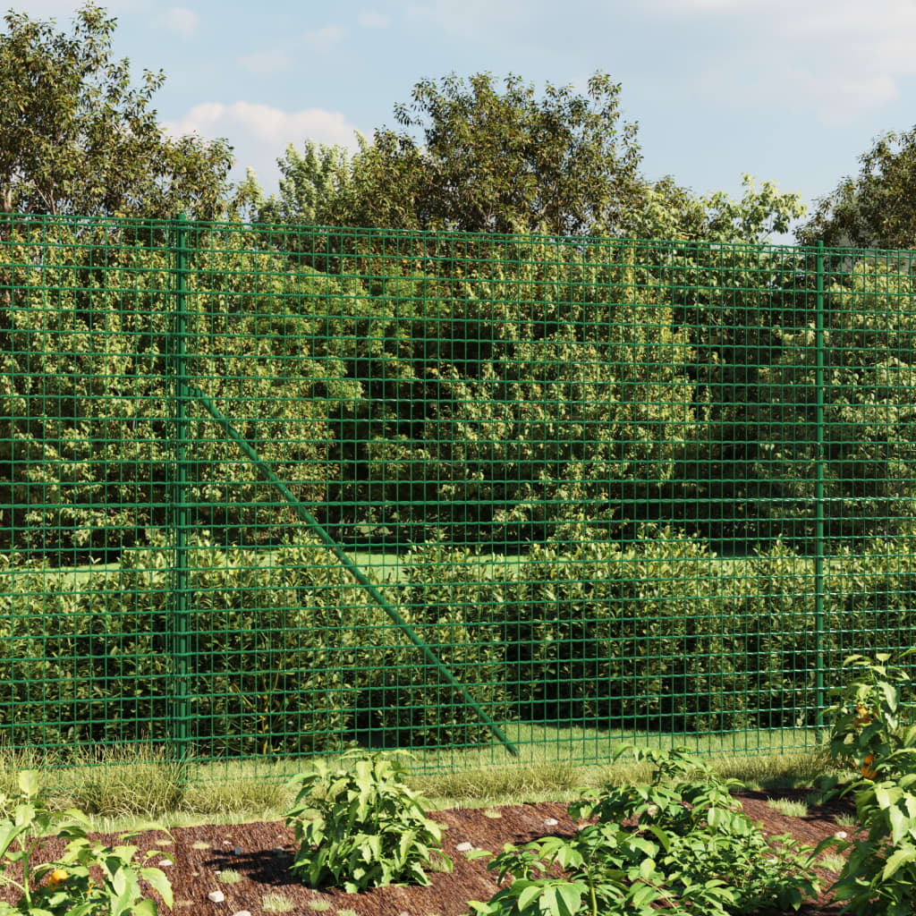 vidaXL Clôture en treillis métallique et piquet d'ancrage vert 2,2x10m