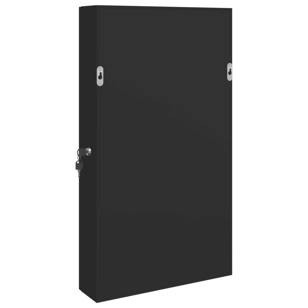 vidaXL Armoire à bijoux avec miroir murale noir 37,5x10x67 cm