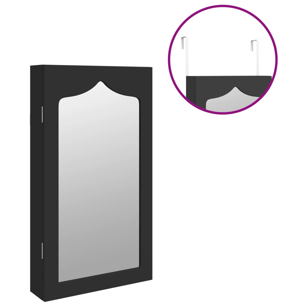 vidaXL Armoire à bijoux avec miroir murale noir 37,5x10x67 cm