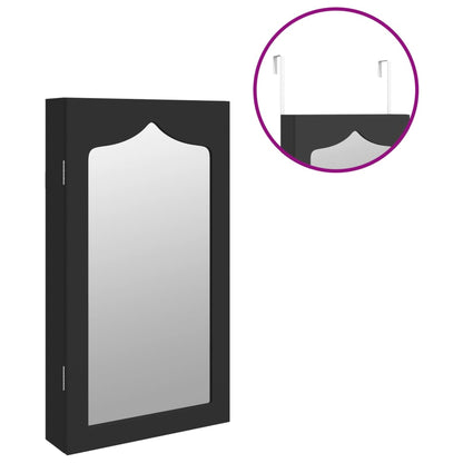 vidaXL Armoire à bijoux avec miroir murale noir 37,5x10x67 cm