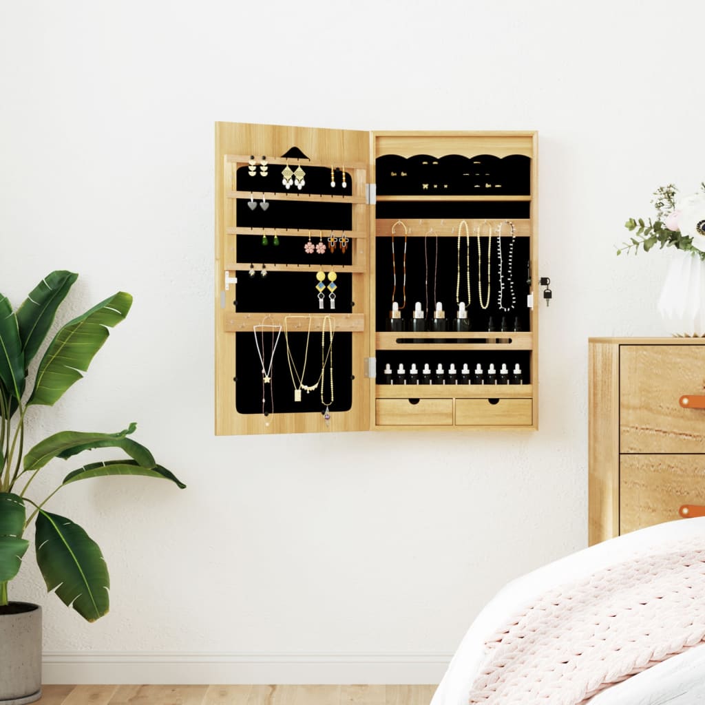 vidaXL Armoire à bijoux avec miroir murale 37,5x10x67 cm