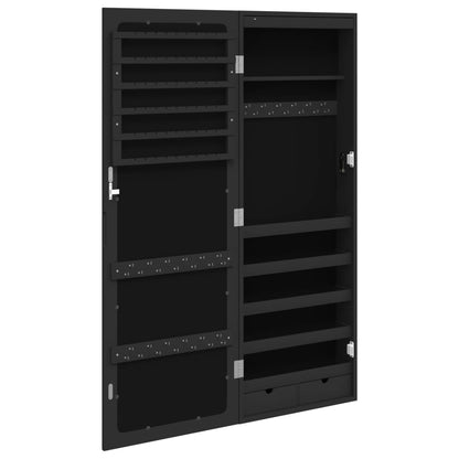 vidaXL Armoire à bijoux avec miroir et éclairage LED mural noir