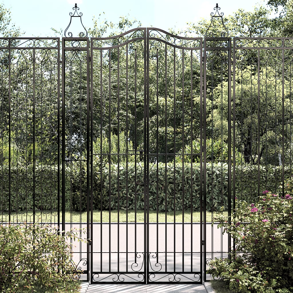 vidaXL Portail de jardin noir 121x8x200 cm fer forgé