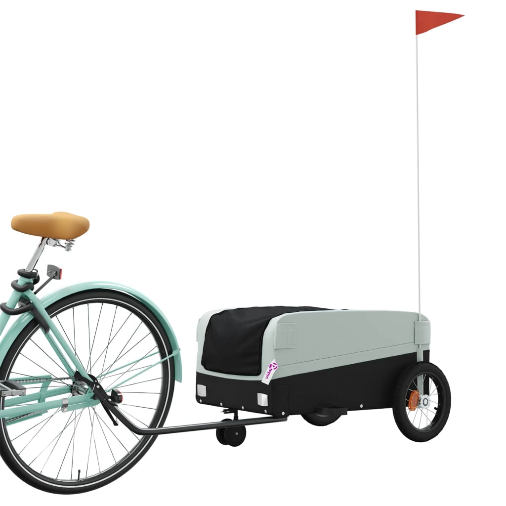 vidaXL Remorque de vélo noir et gris 30 kg fer