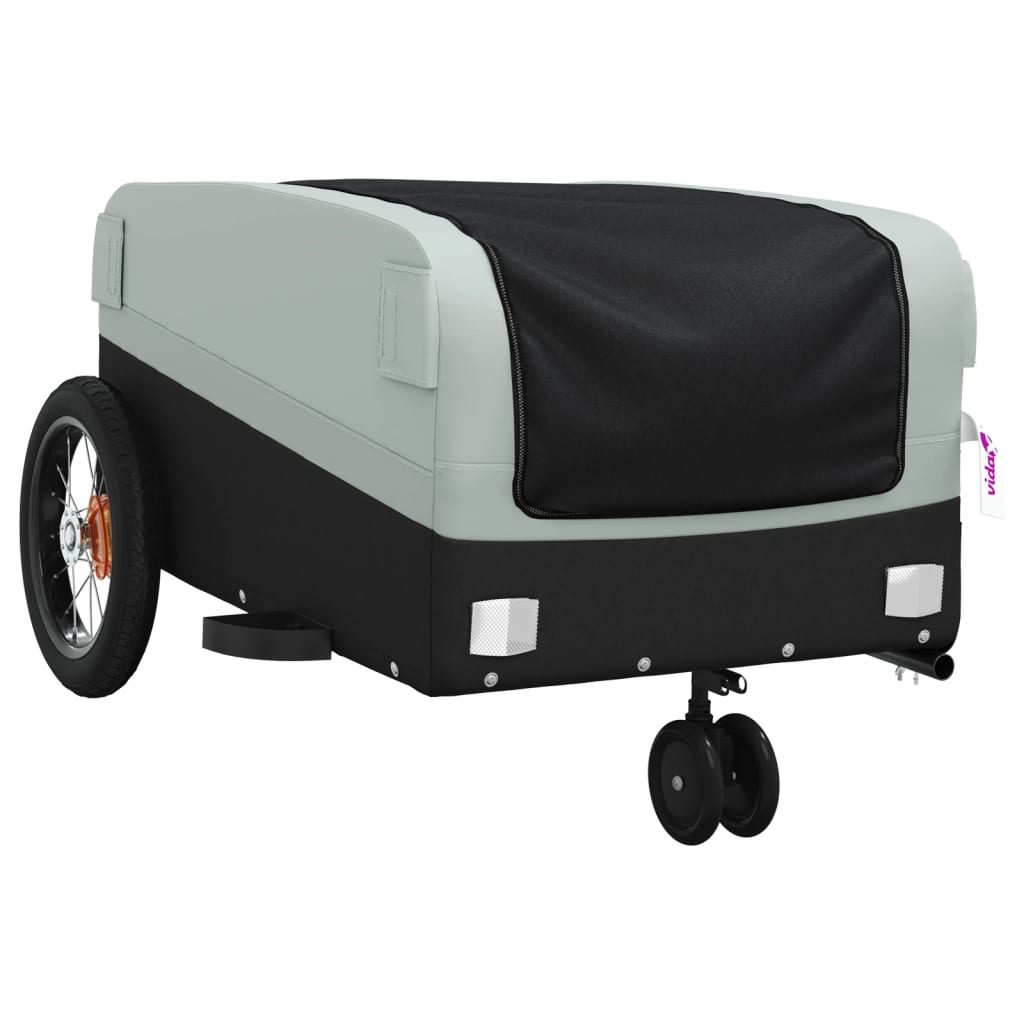vidaXL Remorque de vélo noir et gris 30 kg fer