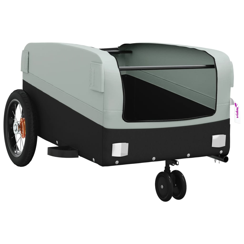 vidaXL Remorque de vélo noir et gris 30 kg fer