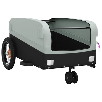 vidaXL Remorque de vélo noir et gris 30 kg fer