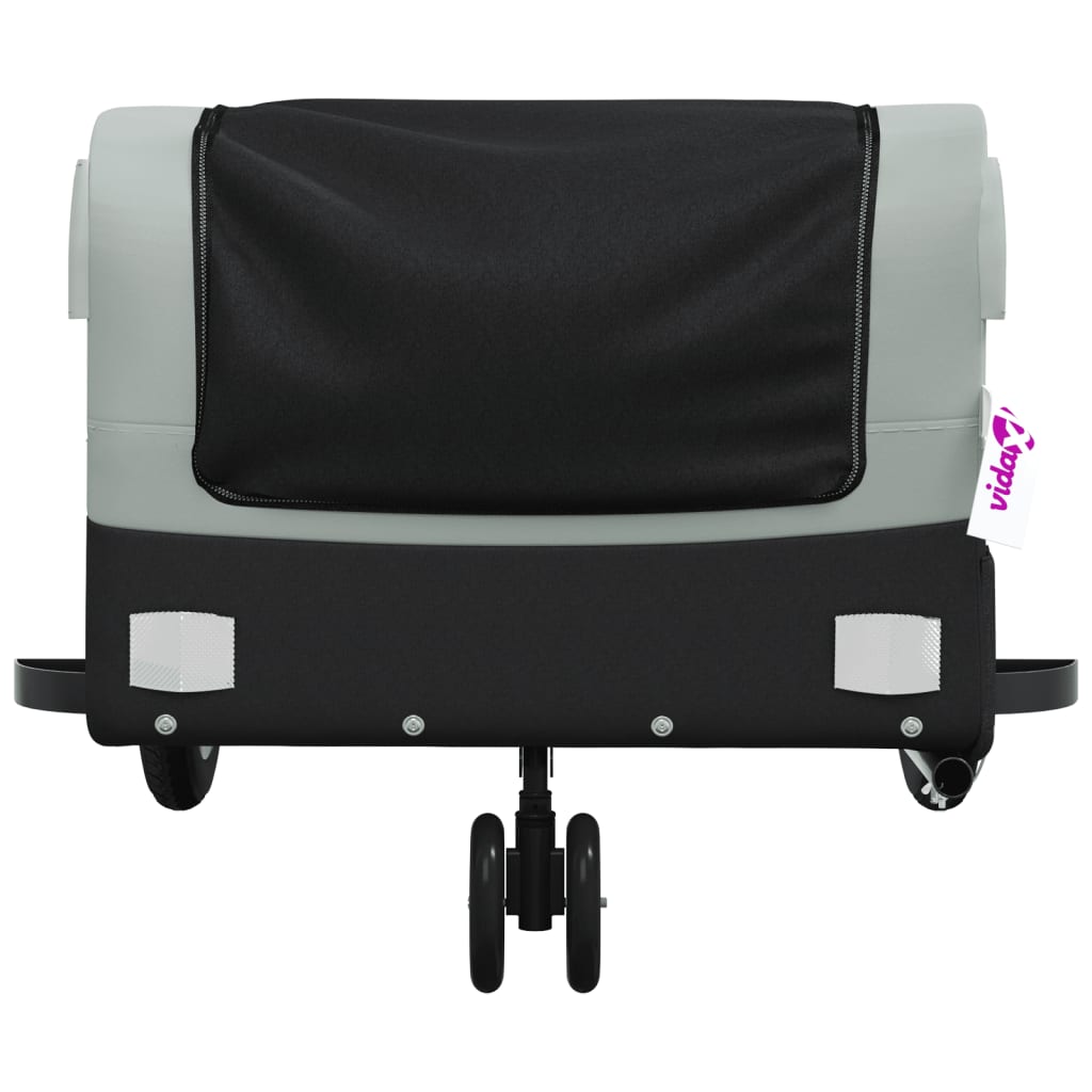 vidaXL Remorque de vélo noir et gris 30 kg fer