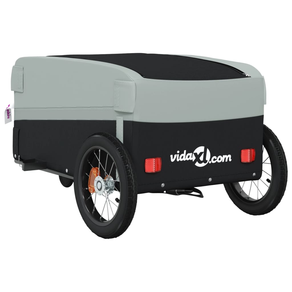 vidaXL Remorque de vélo noir et gris 30 kg fer