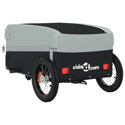 vidaXL Remorque de vélo noir et gris 30 kg fer