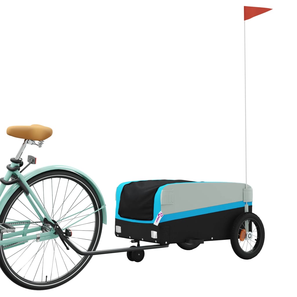 vidaXL Remorque de vélo noir et bleu 30 kg fer