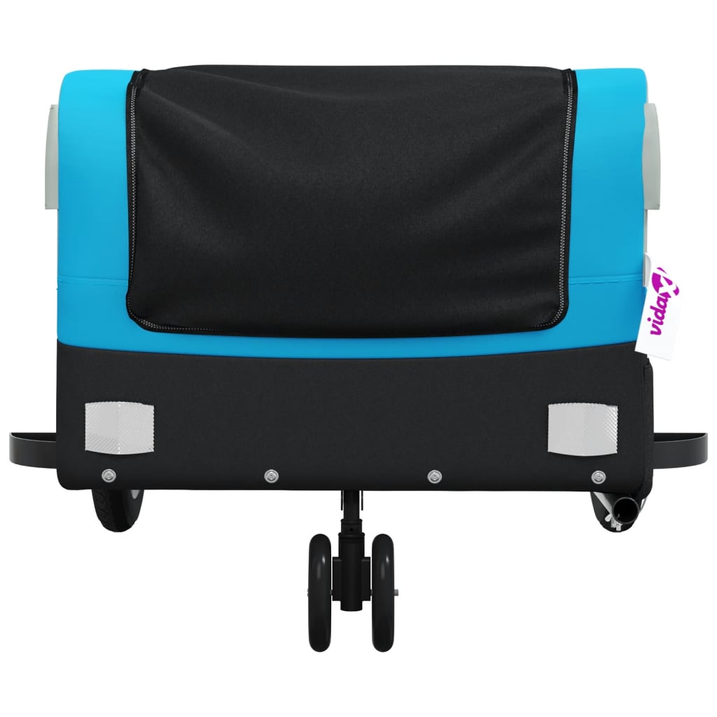 vidaXL Remorque de vélo noir et bleu 30 kg fer