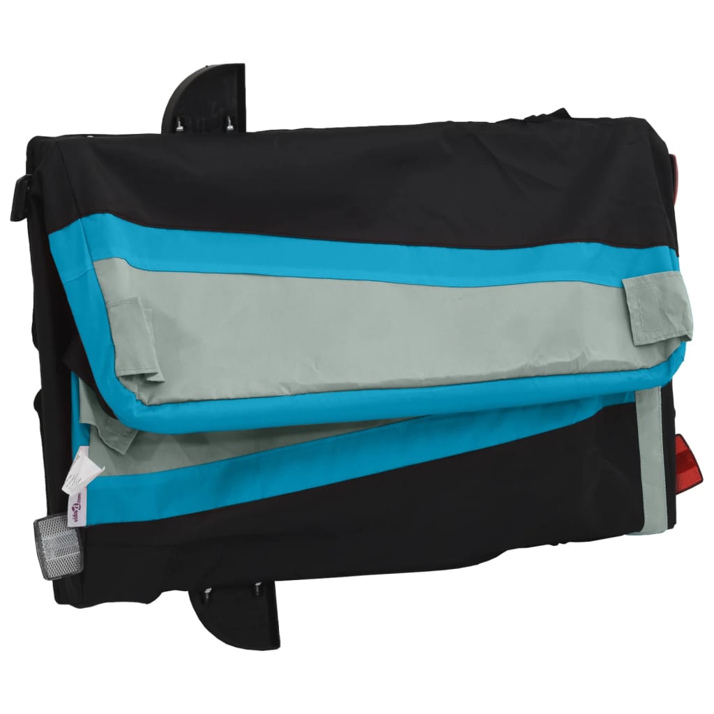 vidaXL Remorque de vélo noir et bleu 30 kg fer