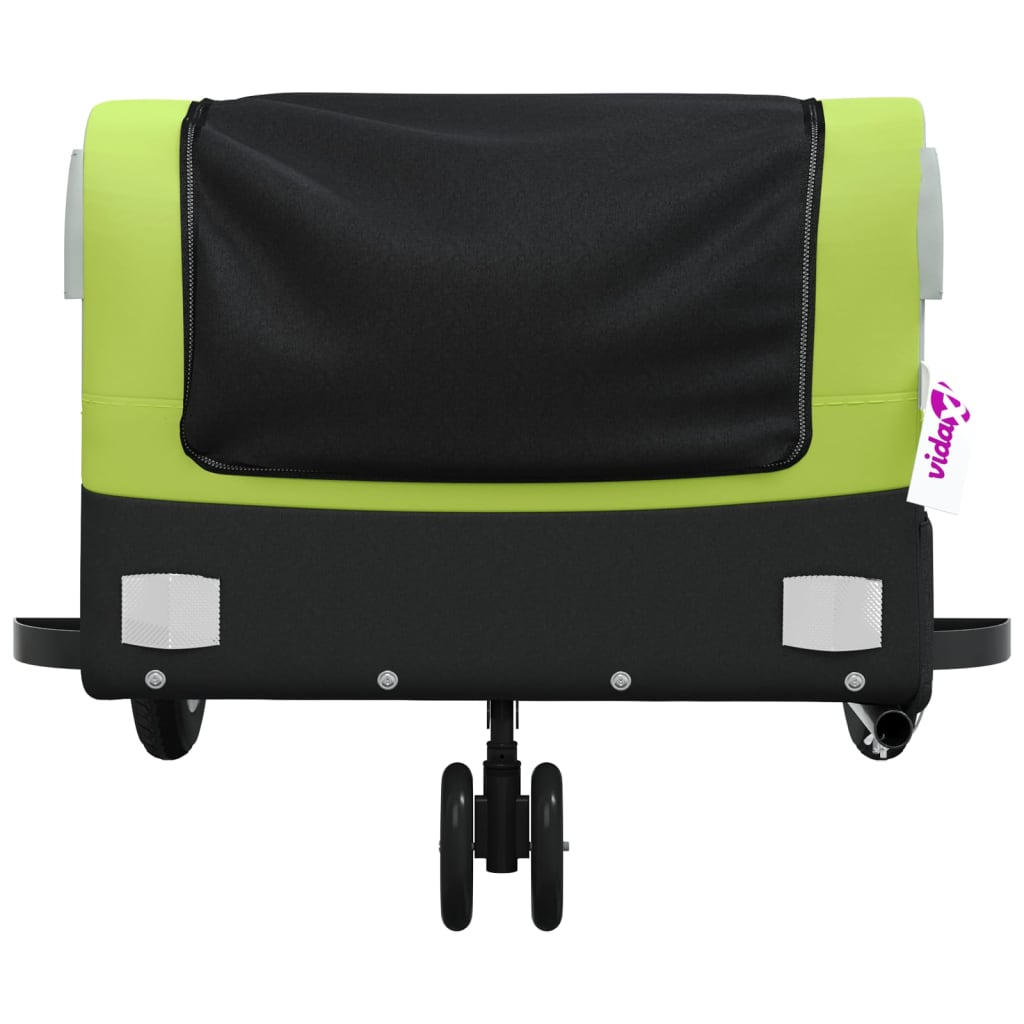 vidaXL Remorque de vélo noir et vert 30 kg fer
