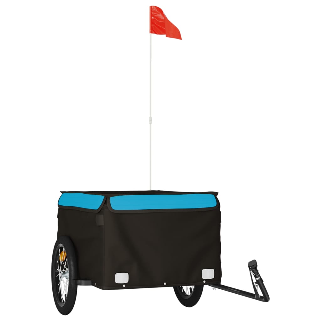 vidaXL Remorque de vélo noir et bleu 45 kg fer
