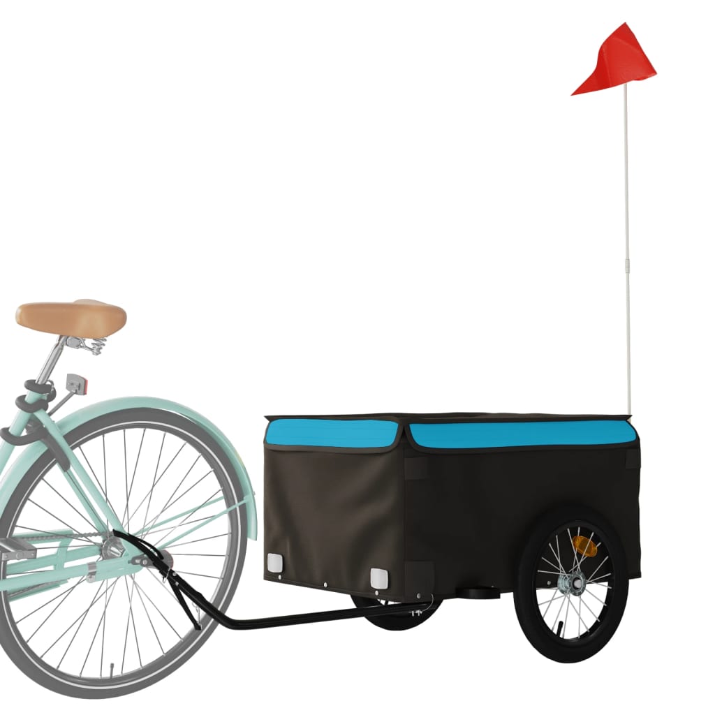 vidaXL Remorque de vélo noir et bleu 45 kg fer