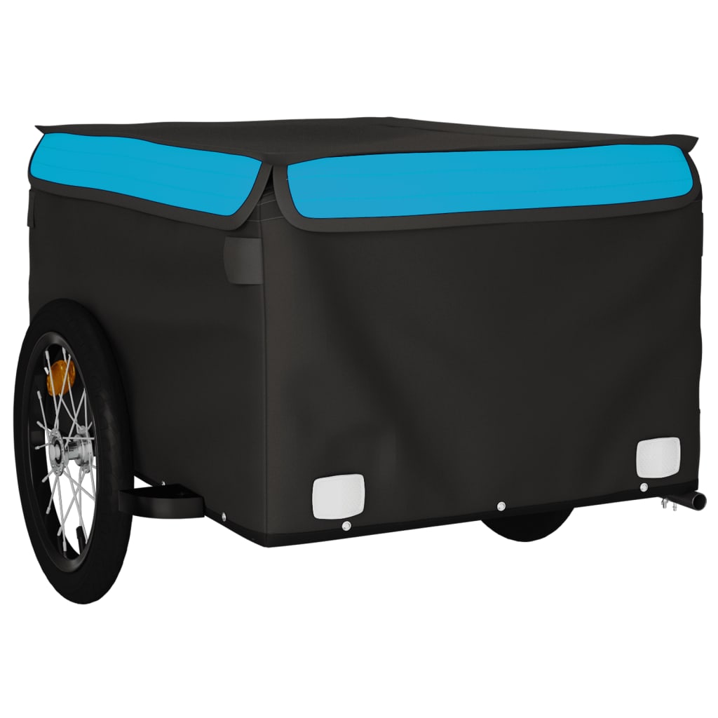vidaXL Remorque de vélo noir et bleu 45 kg fer