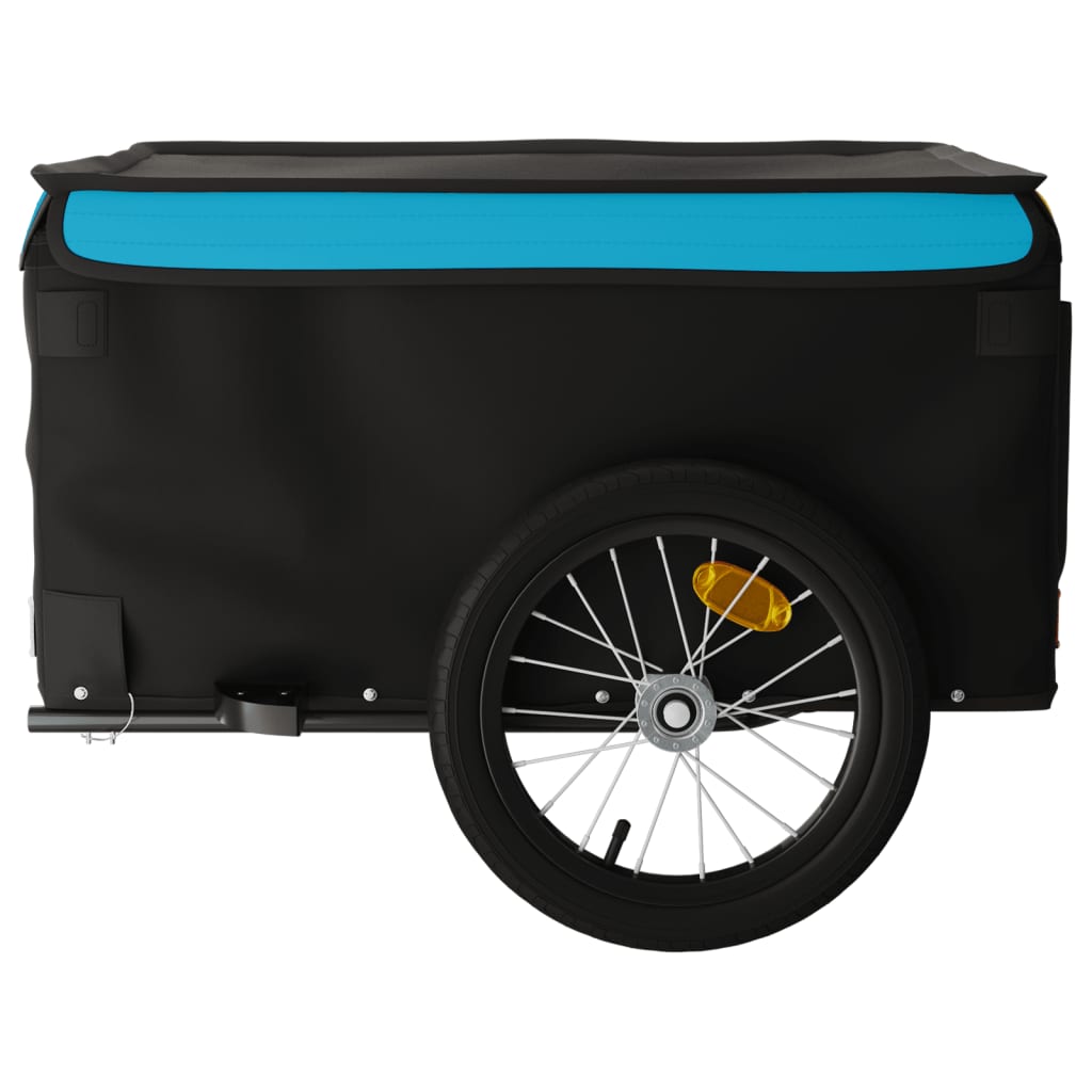 vidaXL Remorque de vélo noir et bleu 45 kg fer