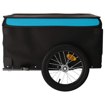 vidaXL Remorque de vélo noir et bleu 45 kg fer