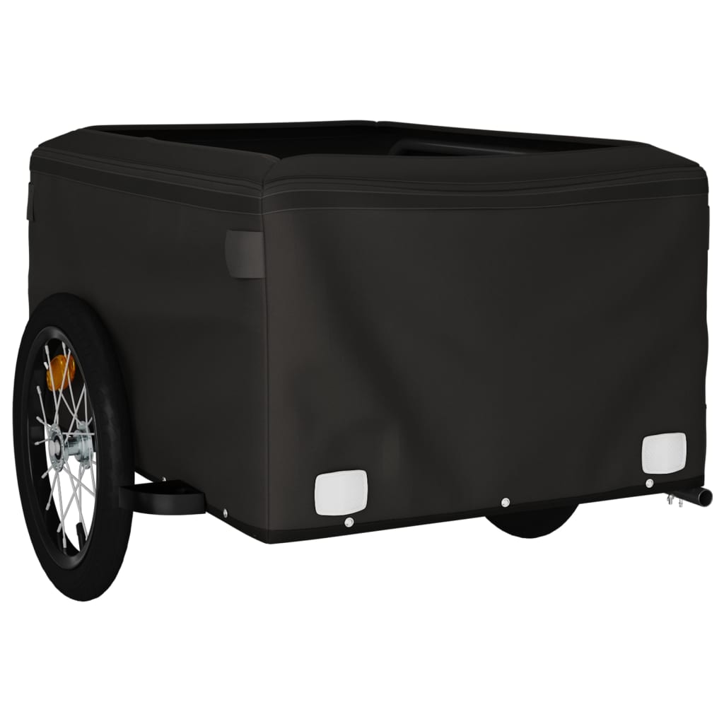 vidaXL Remorque de vélo noir et bleu 45 kg fer