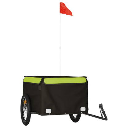 vidaXL Remorque de vélo noir et vert 45 kg fer