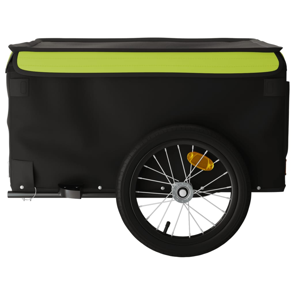 vidaXL Remorque de vélo noir et vert 45 kg fer