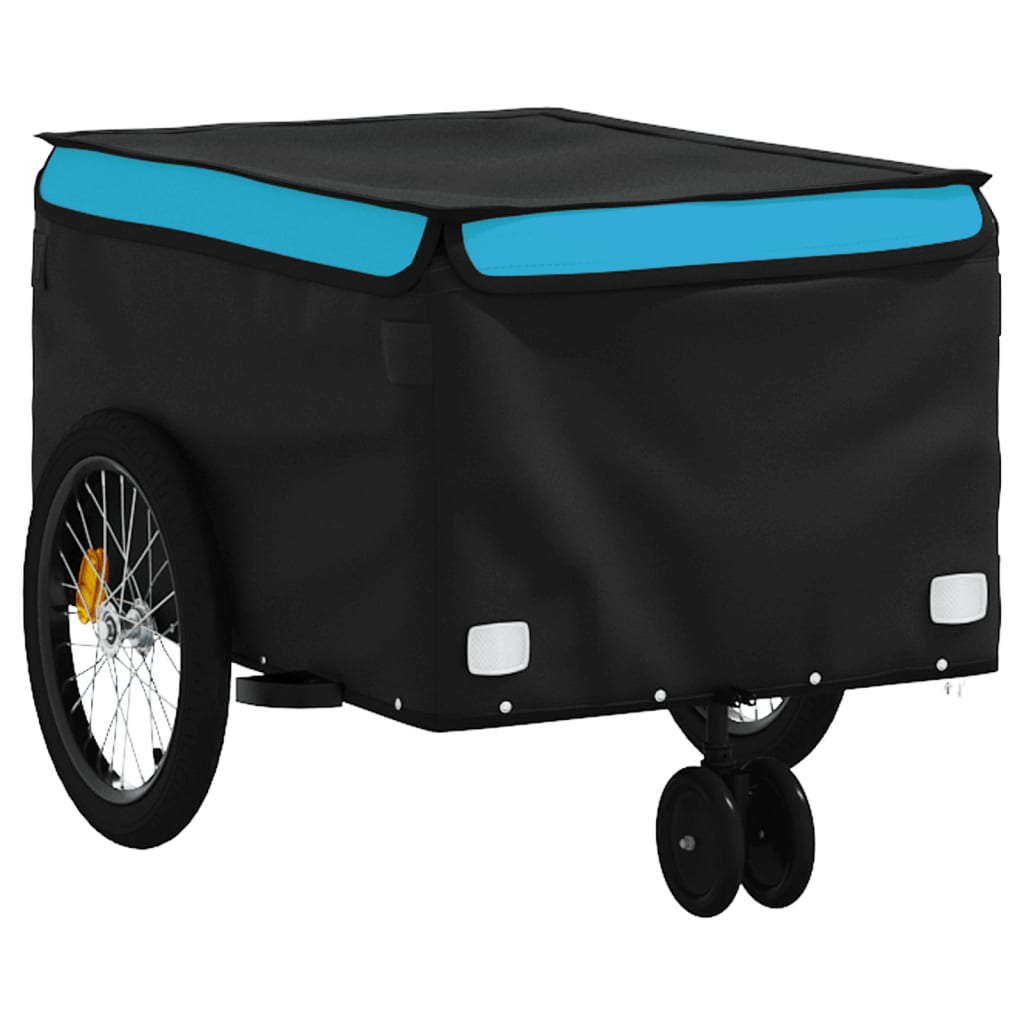 vidaXL Remorque de vélo noir et bleu 30 kg fer