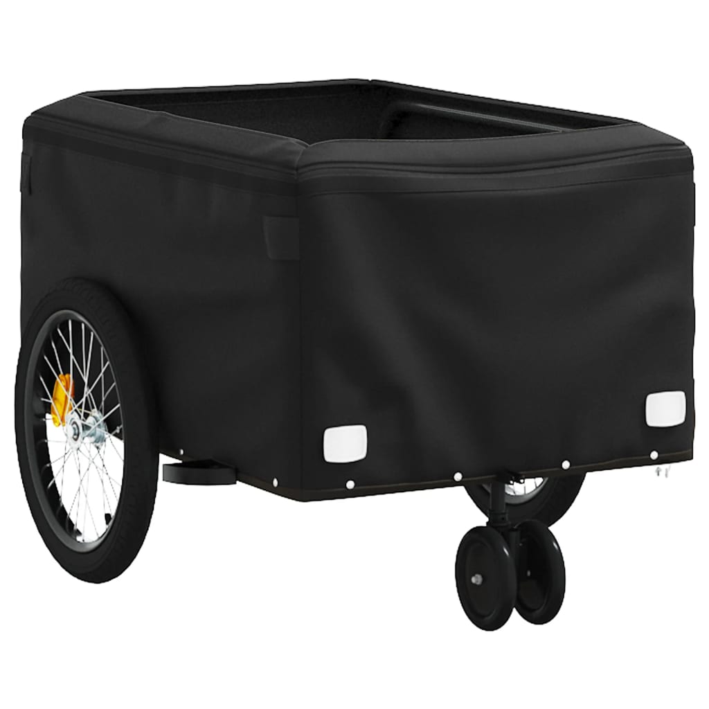 vidaXL Remorque de vélo noir et bleu 30 kg fer
