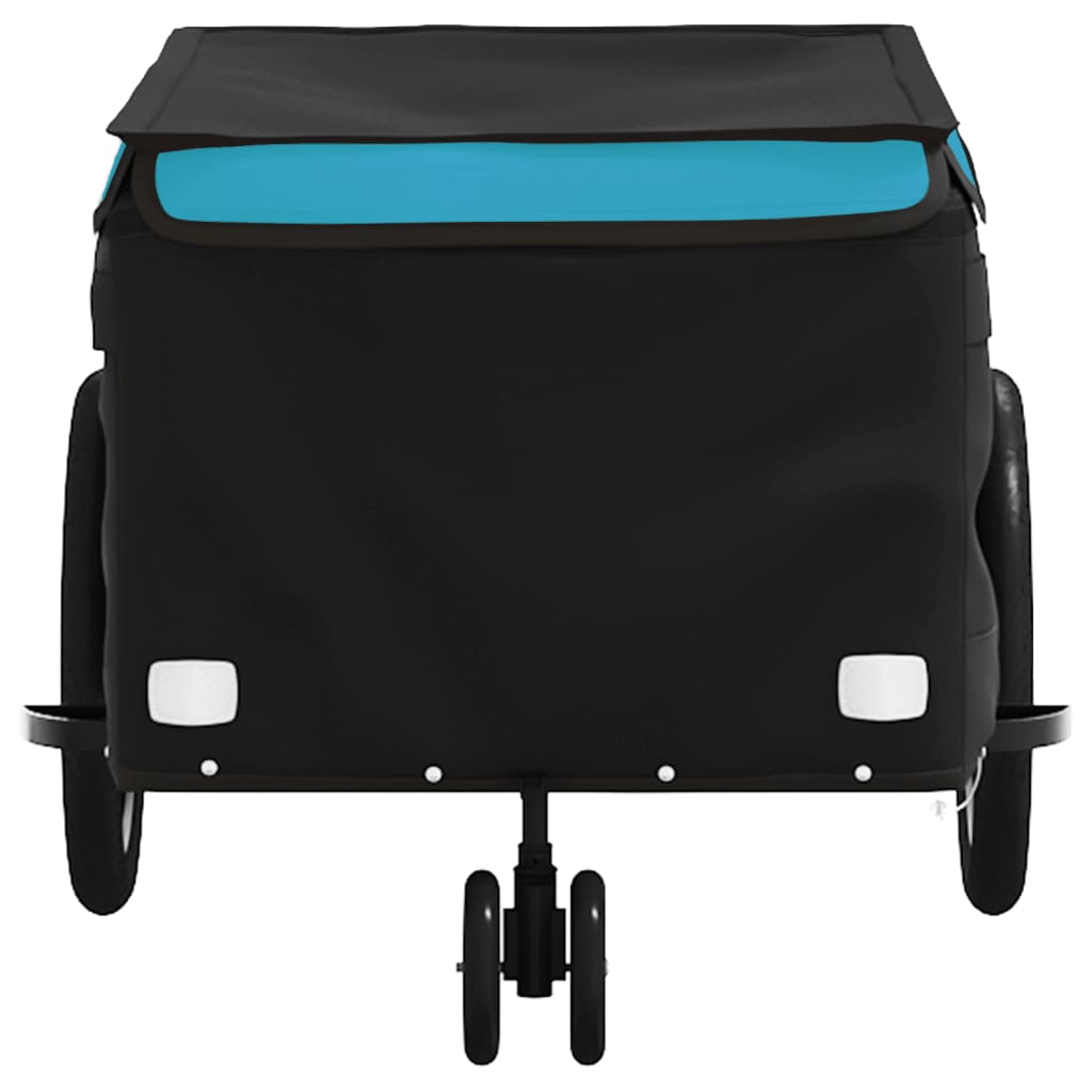 vidaXL Remorque de vélo noir et bleu 30 kg fer