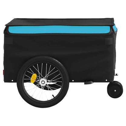 vidaXL Remorque de vélo noir et bleu 30 kg fer