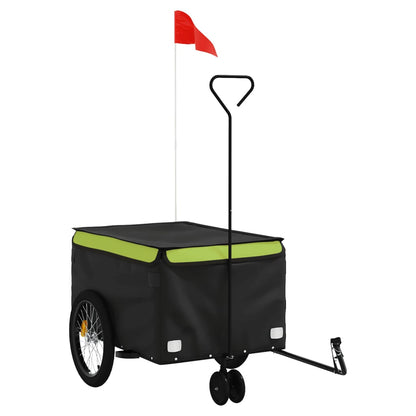 vidaXL Remorque de vélo noir et vert 30 kg fer