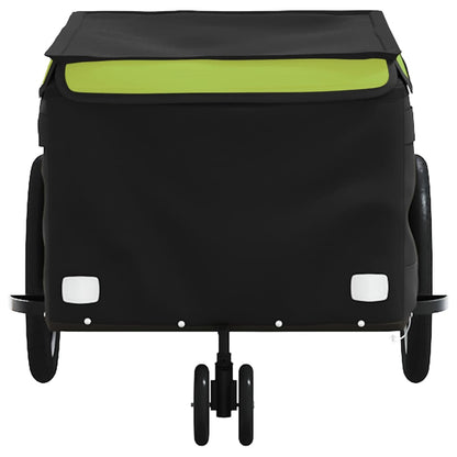 vidaXL Remorque de vélo noir et vert 30 kg fer