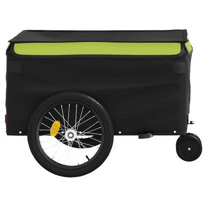 vidaXL Remorque de vélo noir et vert 30 kg fer