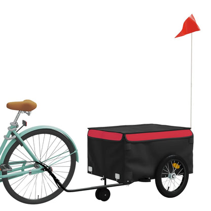 vidaXL Remorque de vélo noir et rouge 45 kg fer