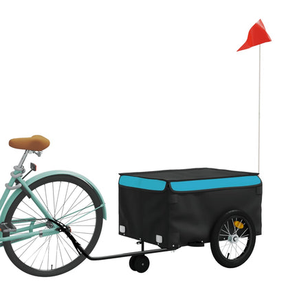 vidaXL Remorque de vélo noir et bleu 45 kg fer