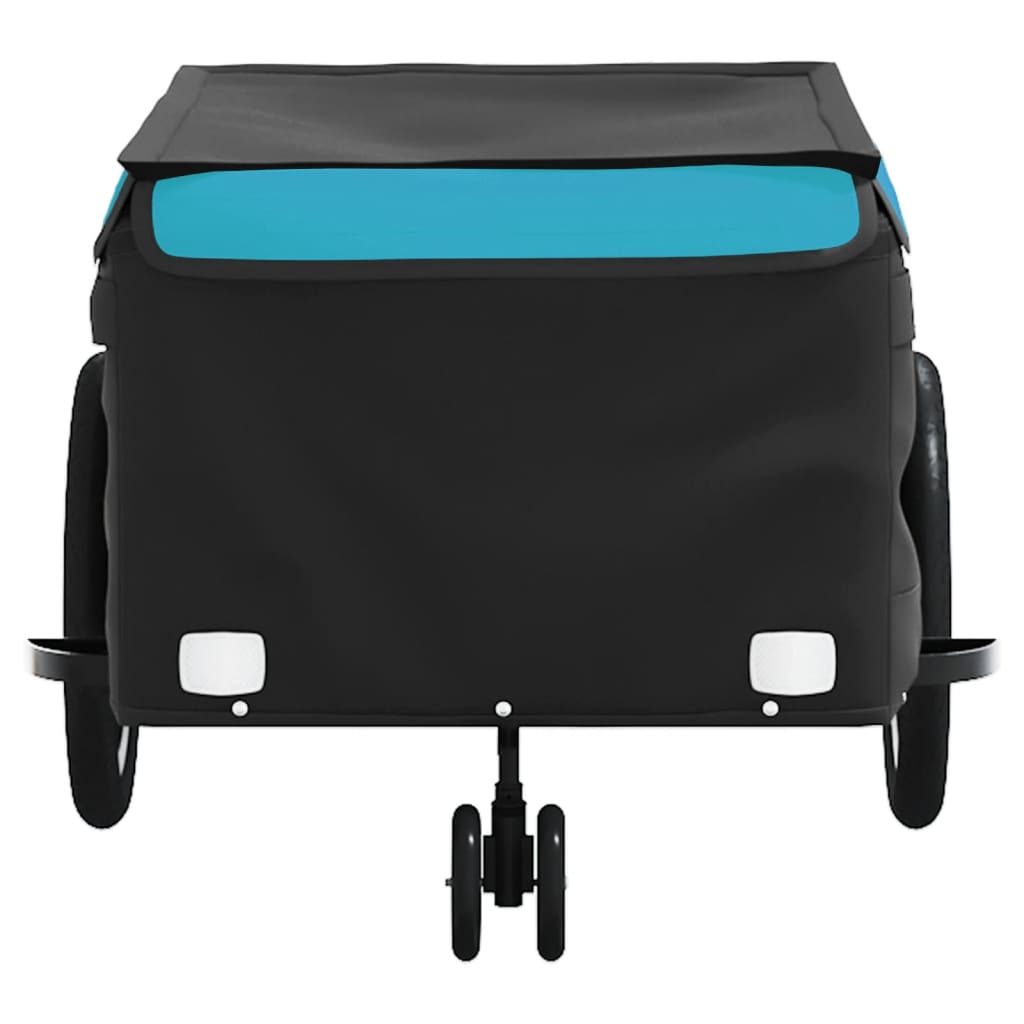 vidaXL Remorque de vélo noir et bleu 45 kg fer