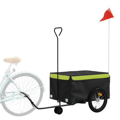 vidaXL Remorque de vélo noir et vert 45 kg fer