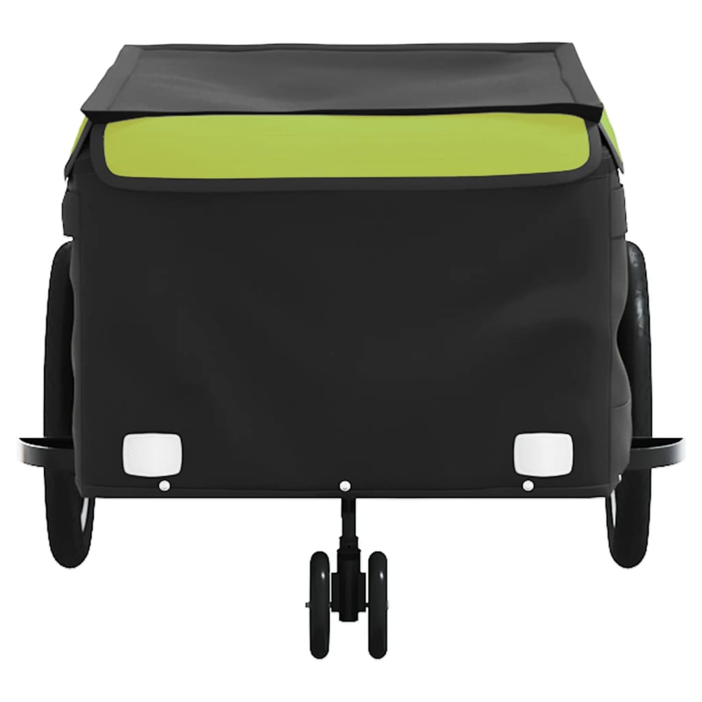 vidaXL Remorque de vélo noir et vert 45 kg fer