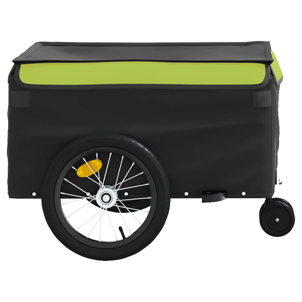 vidaXL Remorque de vélo noir et vert 45 kg fer