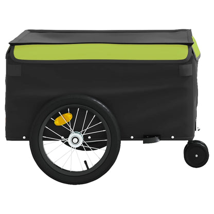 vidaXL Remorque de vélo noir et vert 45 kg fer